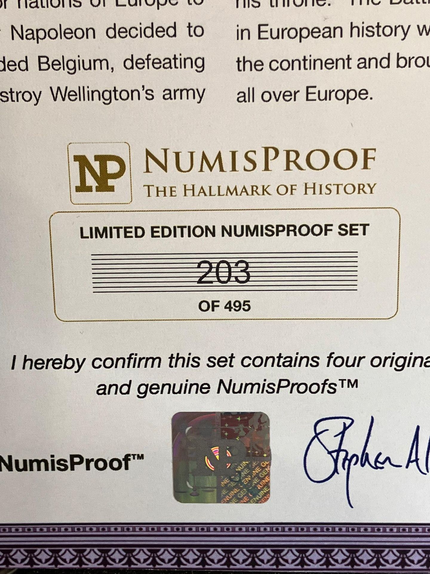 Rare Battle of Waterloo ‘NUMISPROOF’ commemorative set. Consisting 4 x large GOLD PLATED Numisproofs - Bild 11 aus 17