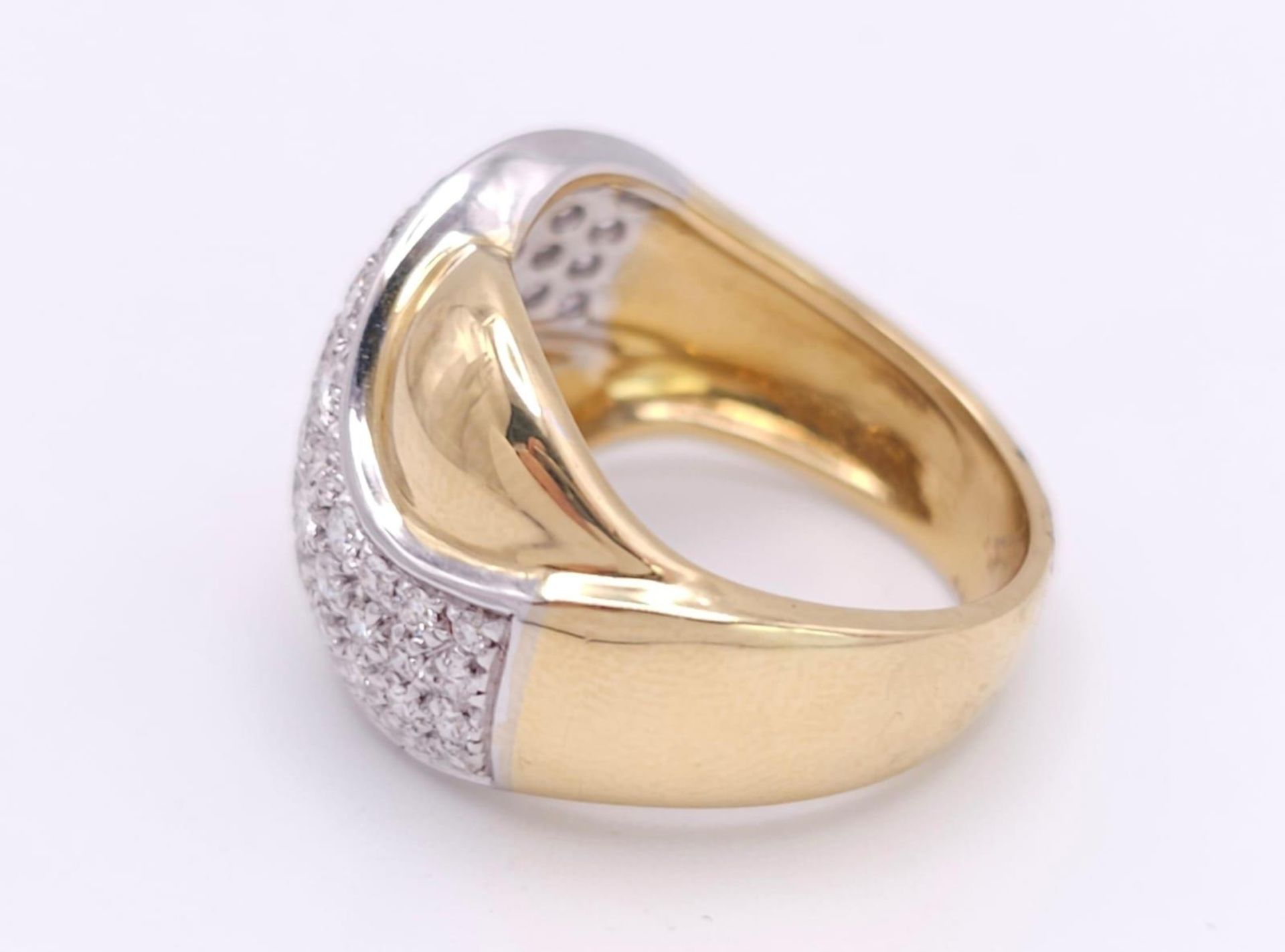 An 18K Yellow Gold Diamond Set Fancy Ring. 1.40ctw, Size N, 10.4g total weight. Ref: 2753 - Image 4 of 7