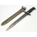 WW2 US M1 Garand Bayonet. Maker A.F.H (American Fork & Hoe) in M7 Scabbard. The metal tip was