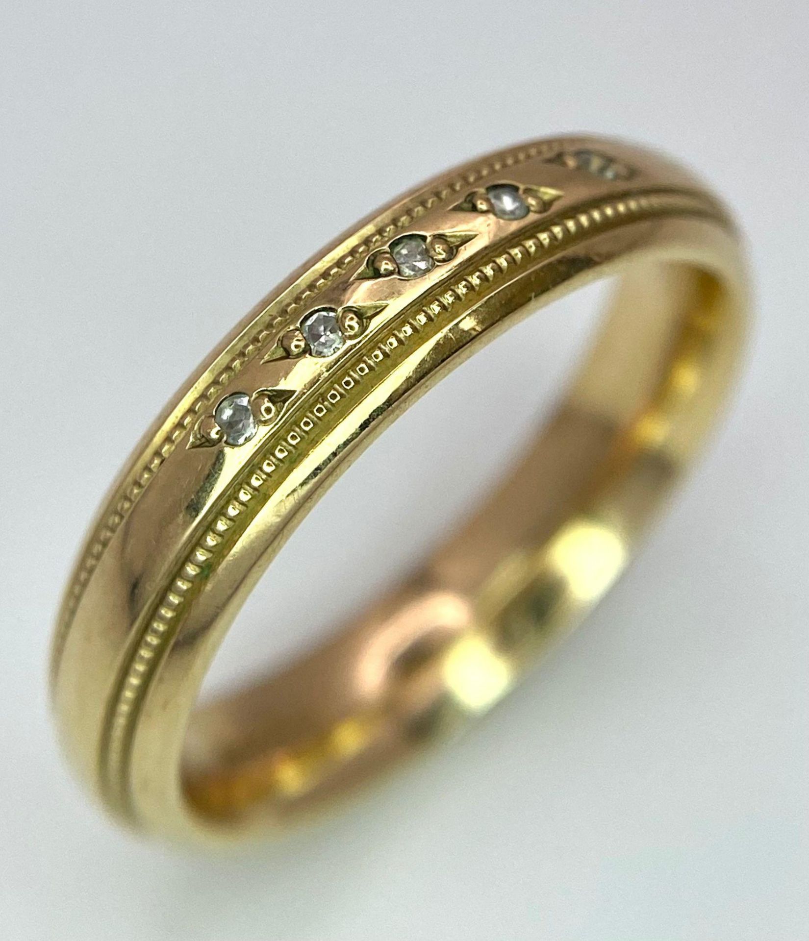 A Vintage 9K Yellow Gold Five Stone Diamond Ring. Size L. 3.75g weight. Full UK hallmarks.