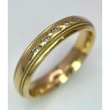 A Vintage 9K Yellow Gold Five Stone Diamond Ring. Size L. 3.75g weight. Full UK hallmarks.