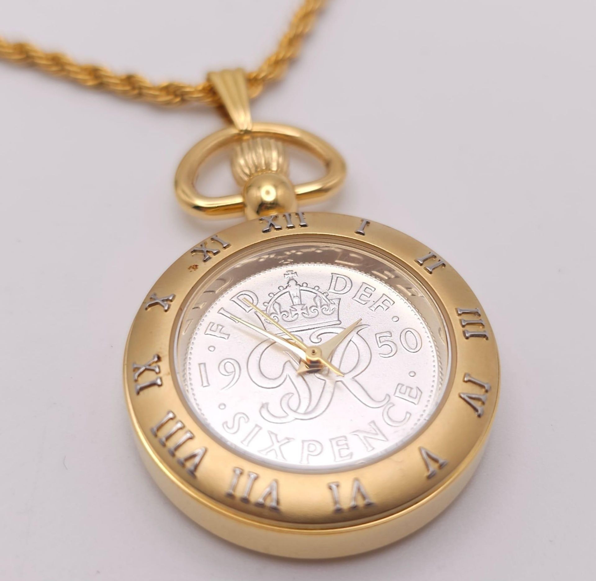 A BRAND NEW "COINWATCH" WITH 2 YEAR GUARANTEE . A PENDANT WATCH WITH A GENUINE COIN AS THE DIAL , - Bild 4 aus 18