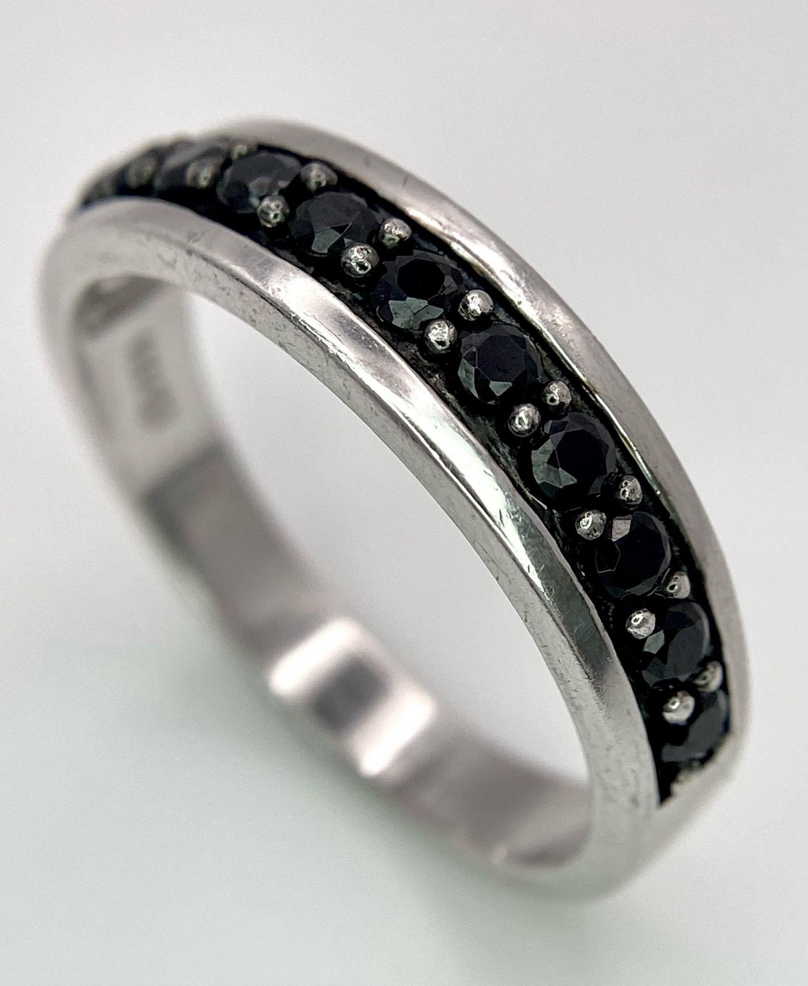 A 925 Silver and Sapphire Half Eternity Ring. Size X. - Image 4 of 7