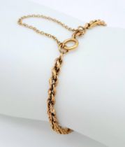 A 9K Yellow Gold Rope Bracelet with Safety Chain. 17.5cm length, 2.5g weight. Ref: SC 7070