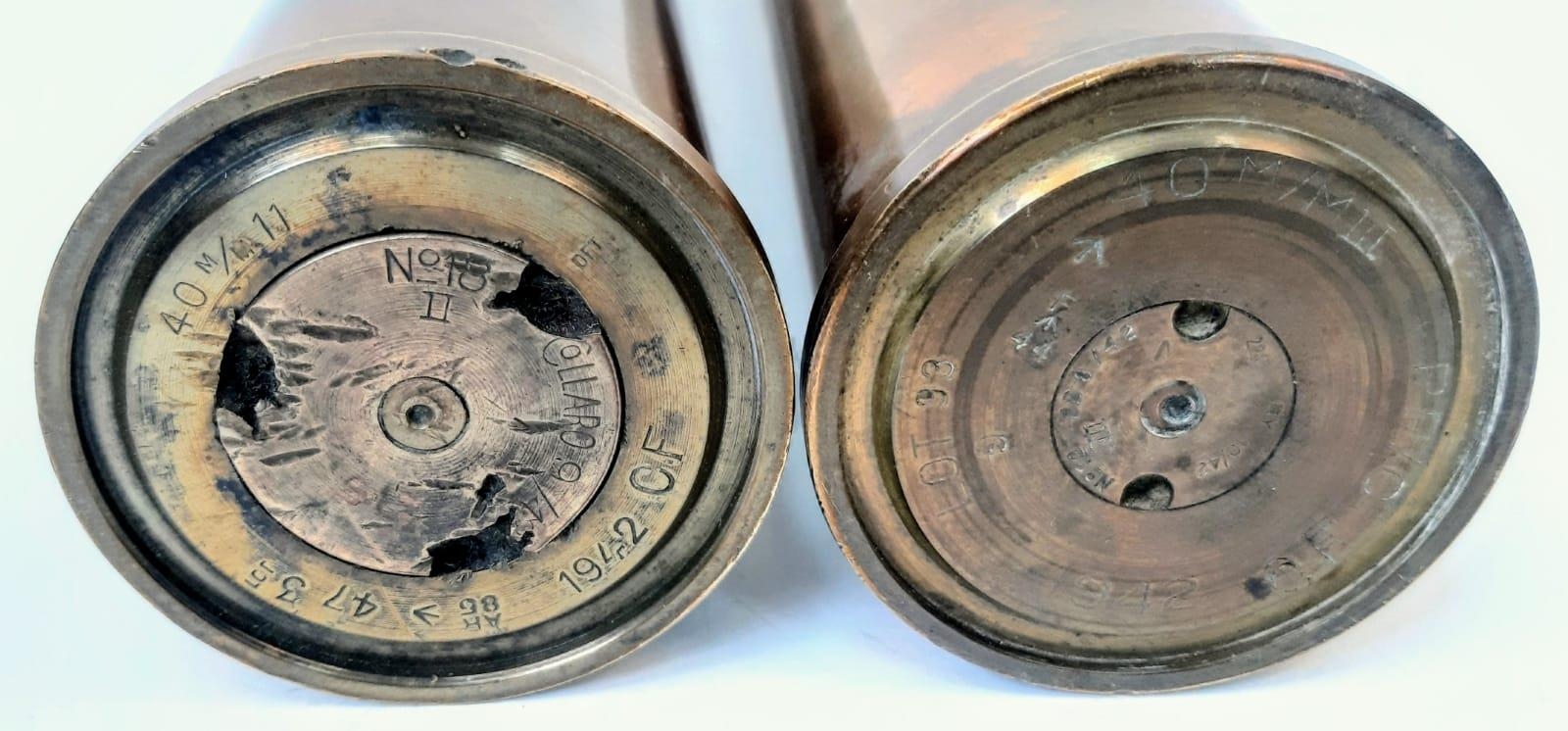 Two WW2, 1942 Dated, Brass Shell Cases. 31cm Tall. Ideal for historical display or use as vases. - Bild 4 aus 4