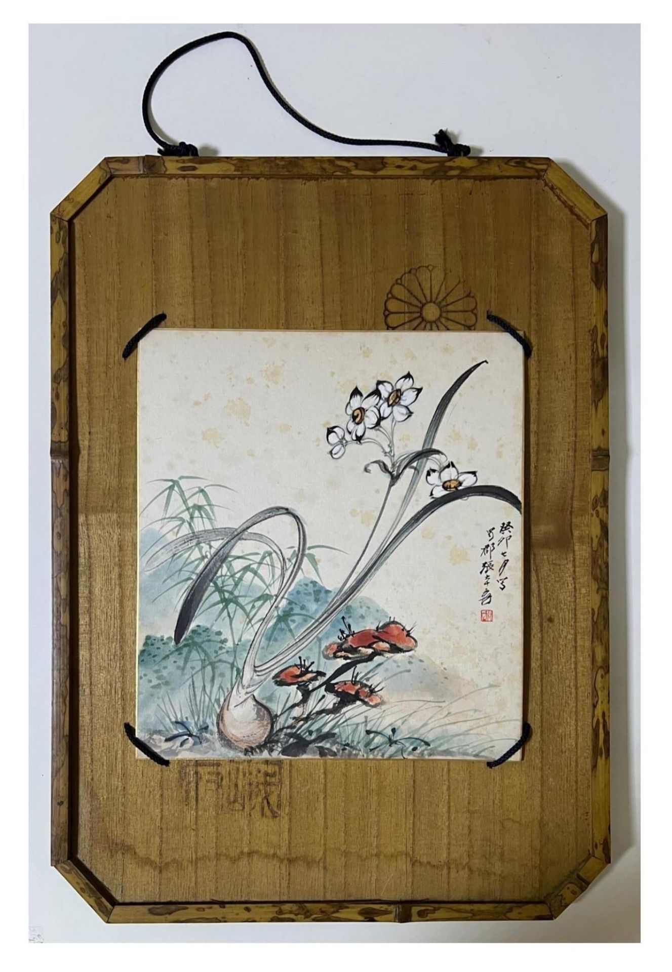 A Narcissus; Chinese ink and Watercolour on Paper Scroll, mounted on board. Attributed to Zhang