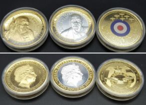 A Parcel of Three WW2 Commemorative Coins Comprising; 1) Winston Churchill ‘Blood, Sweat and