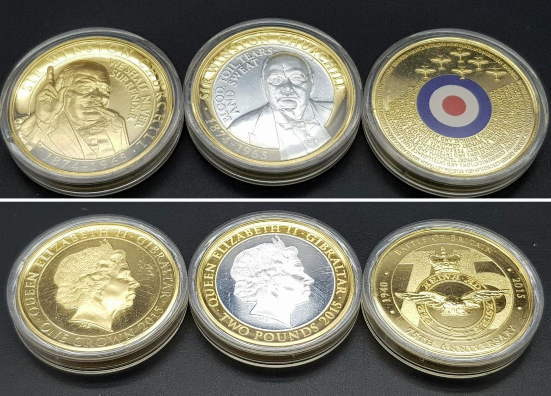 A Parcel of Three WW2 Commemorative Coins Comprising; 1) Winston Churchill ‘Blood, Sweat and