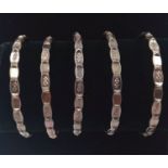 A collection of 5 vintage Indian silver wrist bangle. Total weight 56.2G. Diameter 5.5cm. Please see