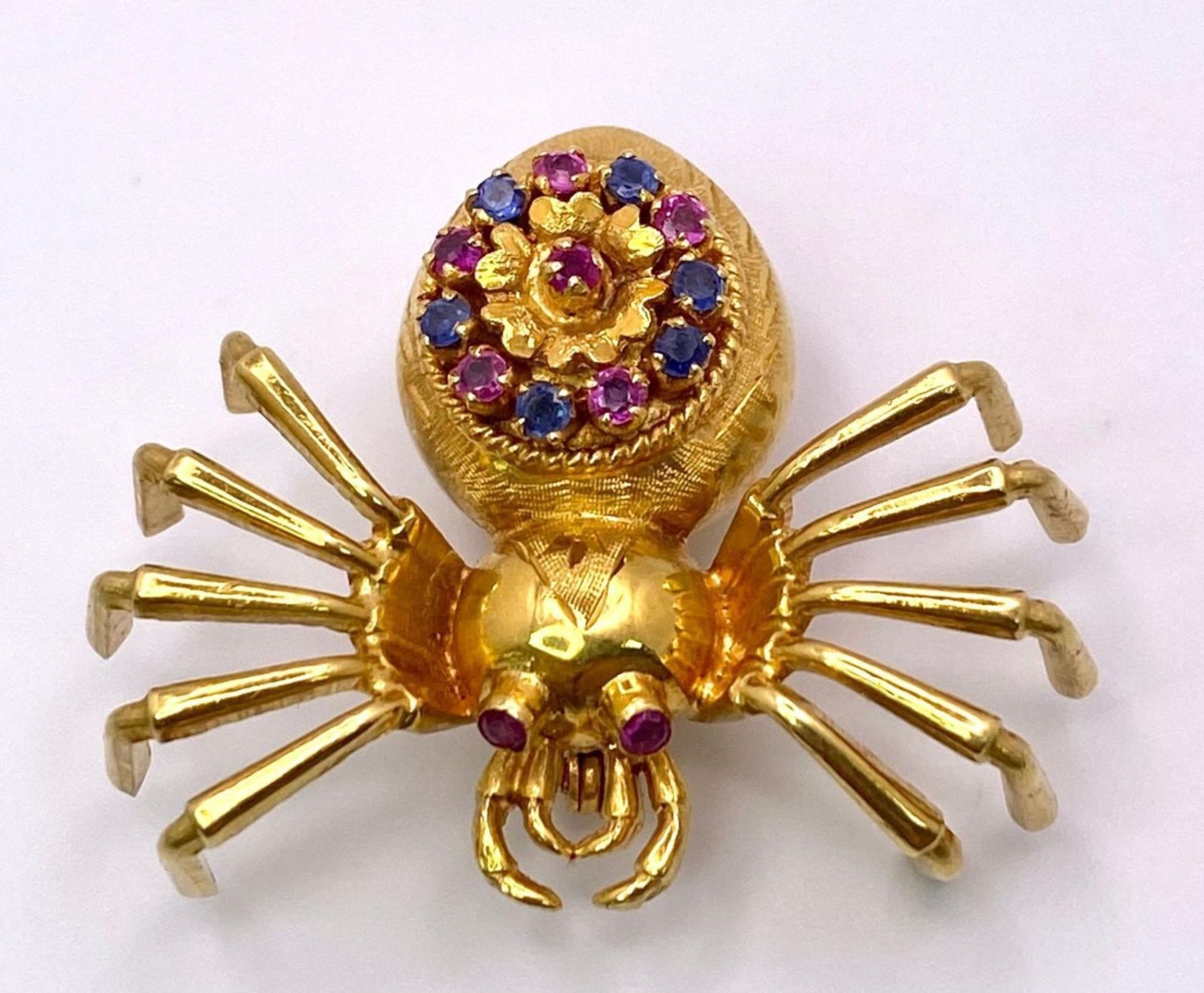 The Richest Spider in the World! 18K Yellow Gold, Sapphires and Rubies Create a Brooch/Pendant - Image 2 of 6