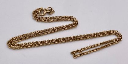 A 9k Yellow Gold Small Belcher Link Necklace. 41cm. 4.1g weight.