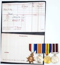 Group of four medals consisting of 1914/15 Star, British War Medal, Victory Medal and Meritorious