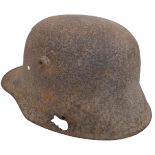 WW1 Battle Damaged German M16 Stahlhelm Helmet. This helmet was found in woodland in the Ypres