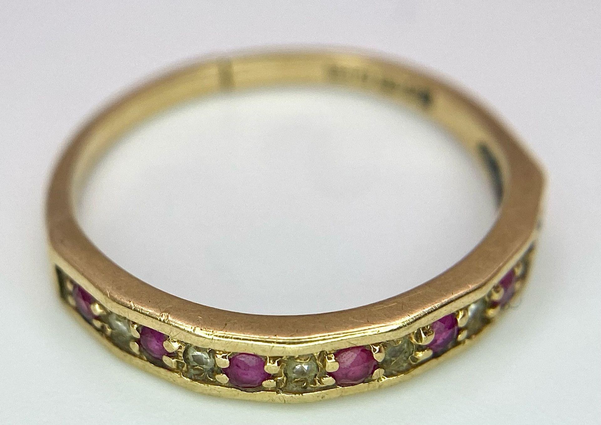 A 9K GOLD RUBY AND DIAMOND RING . 1.6gms size N - Image 6 of 11