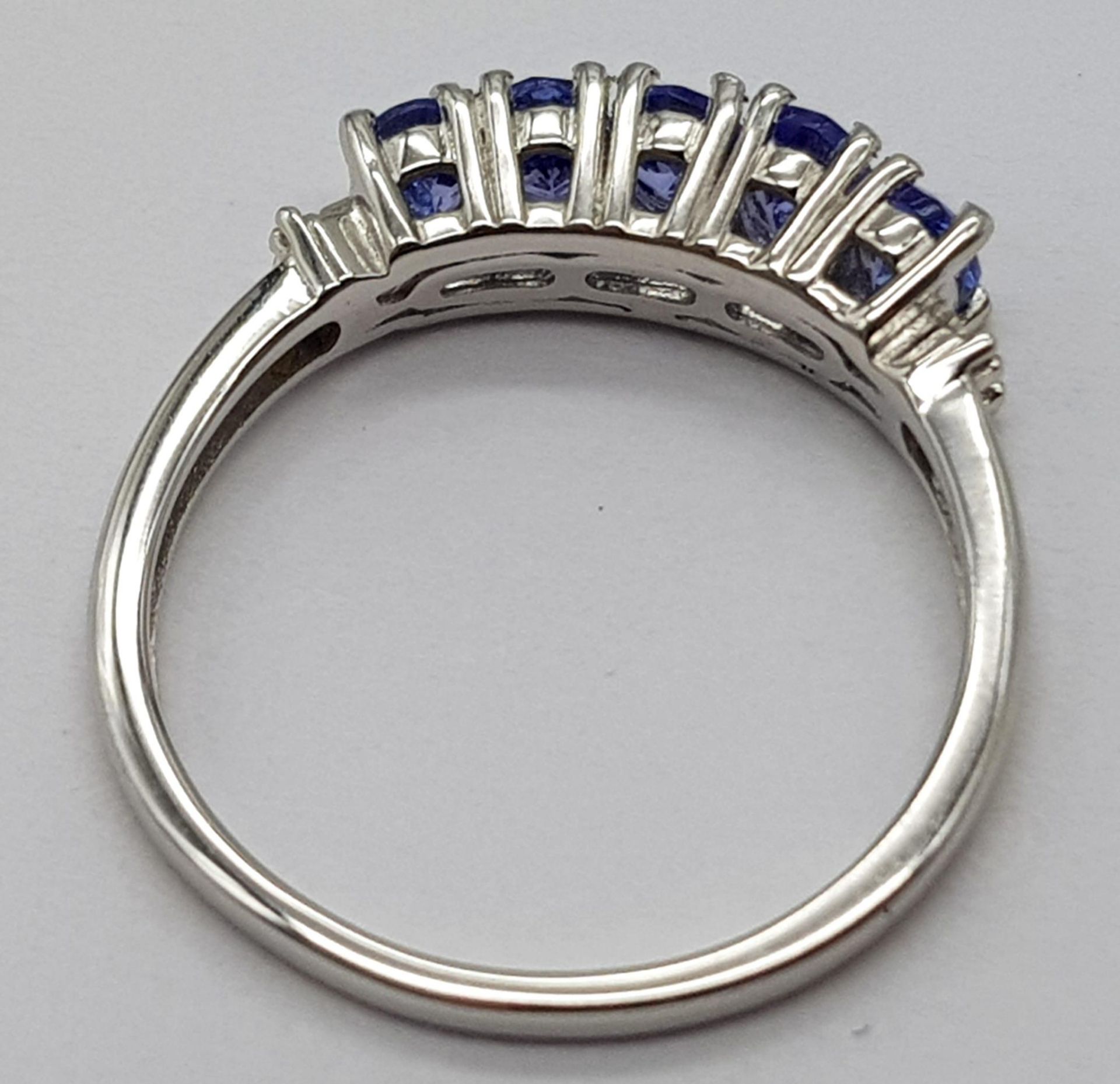 A Tanzanite and Diamond Ring set in 925 Silver. Size M. - Image 5 of 6