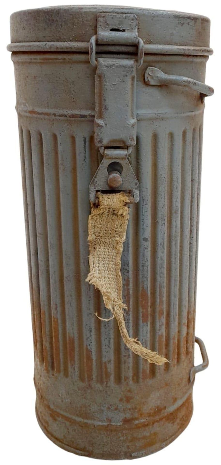 Rare WW2 German Kriegsmarine Gas Mask Canister. Named to a Sailor who was aboard the SMS