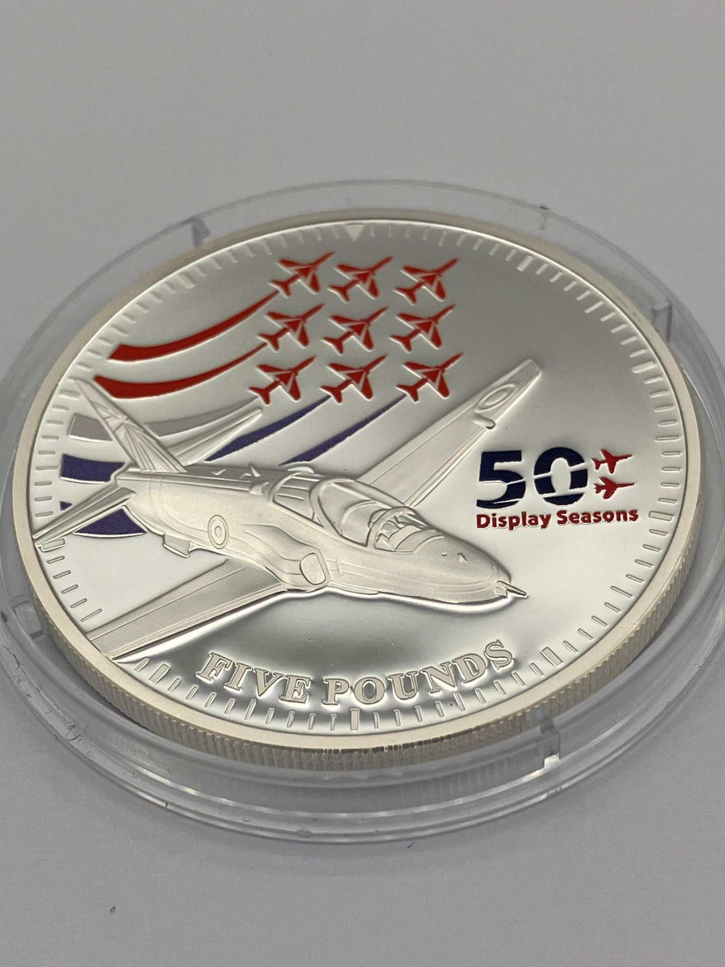 SILVER PROOF FIVE POUND COIN Minted in 2014 to celebrate 50 years of the RAF RED ARROWS TEAM. - Image 5 of 5