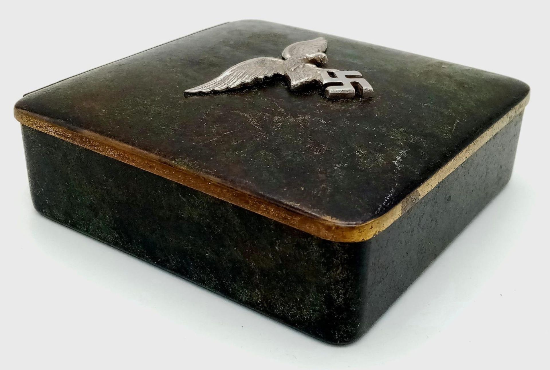 WW2 Period Tabletop Cigarette Box with a Luftwaffe Eagle on the lid. - Image 2 of 3