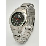 A Men’s Solar Powered Stainless Steel Watch by HMO. 40mm Case. Full Working Order. Comes Boxed.
