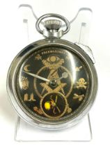 Vintage Masonic automaton ( rotating skull ) pocket watch working