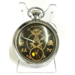 Vintage Masonic automaton ( rotating skull ) pocket watch working