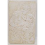 A Vintage or Older Porcelain/Pottery Wall Plaque Relief of Mary with Baby Jesus. 27 x 17cm.