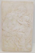 A Vintage or Older Porcelain/Pottery Wall Plaque Relief of Mary with Baby Jesus. 27 x 17cm.
