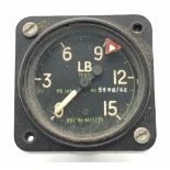A Vintage RAF Aircraft Pressure Gauge. 5cm dial diameter. Military markings at rear.