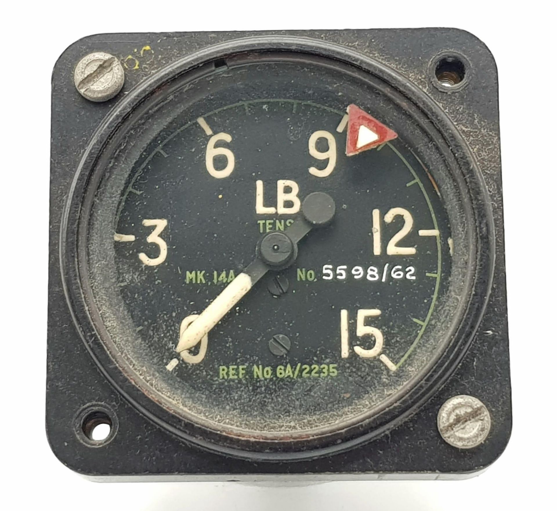 A Vintage RAF Aircraft Pressure Gauge. 5cm dial diameter. Military markings at rear.