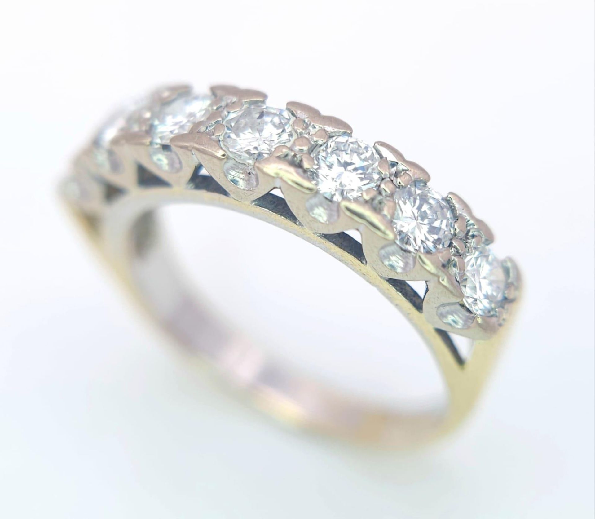 An 18K Yellow Gold Diamond Half Eternity Ring. 0.70ctw, Size J1/2, 3.6g total weight. Ref: 8451 - Image 3 of 7