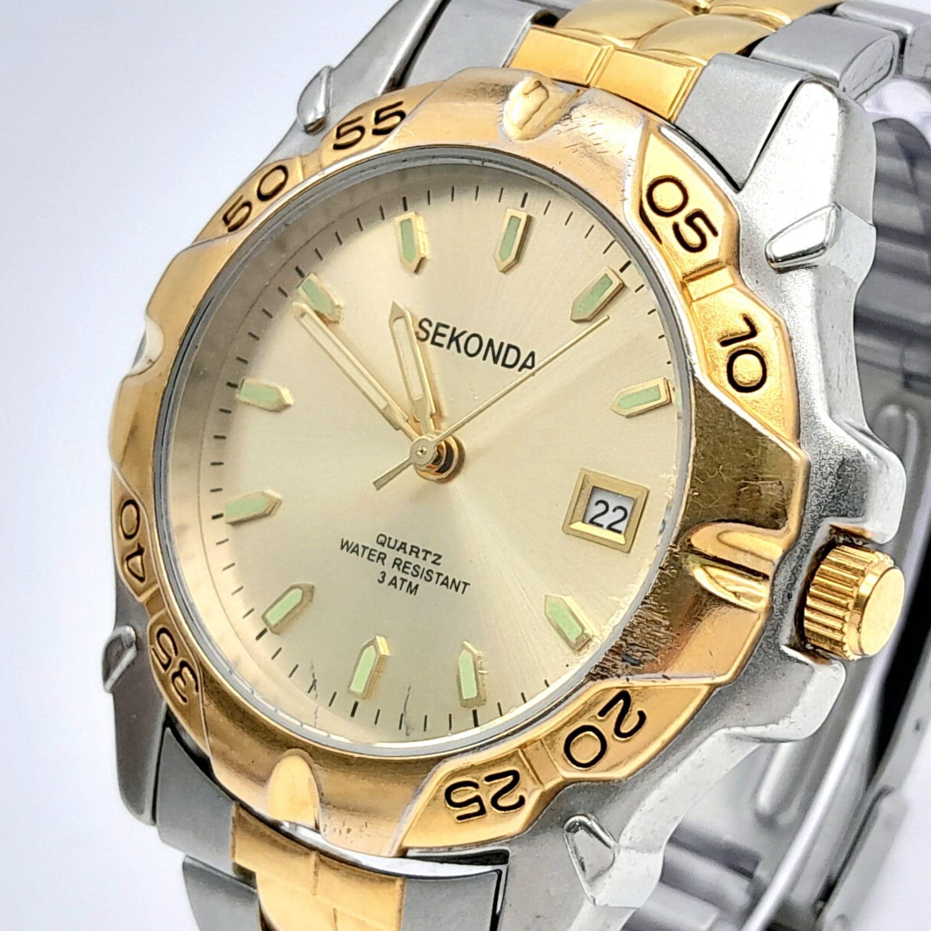 A Men’s Bi Metal Two Tone Watch by Sekonda 42mm Including Crown. New Battery Fitted April 2024. - Bild 3 aus 13