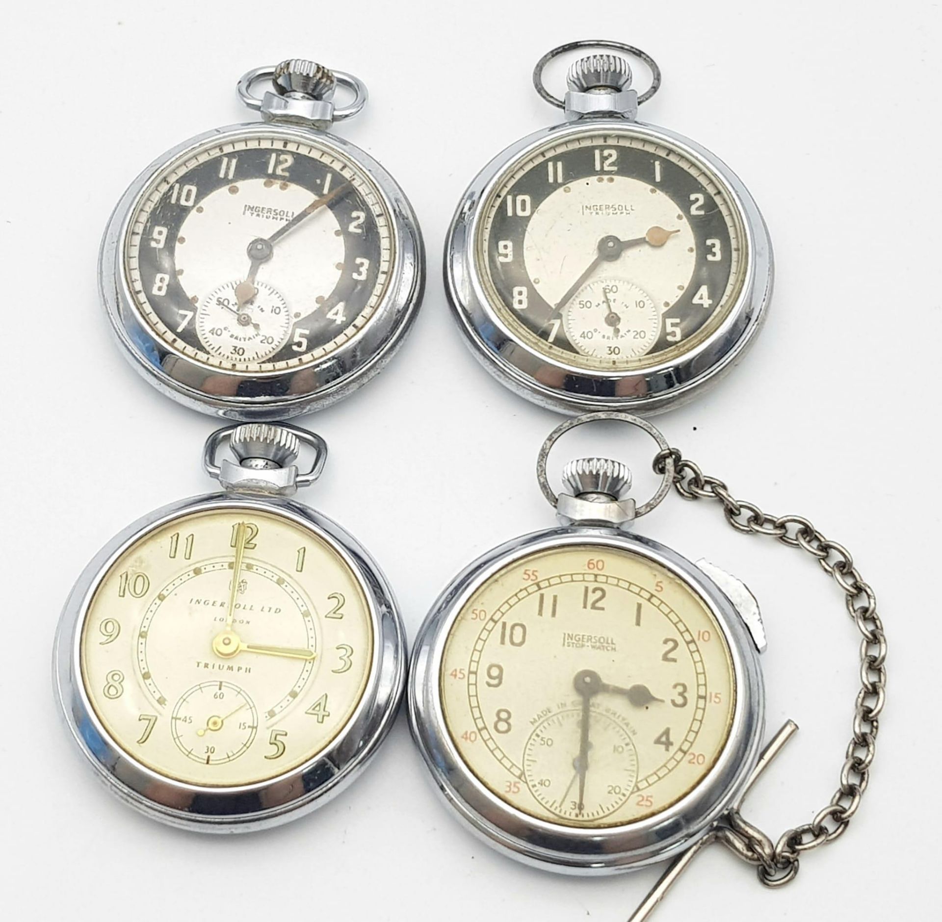 Four Vintage Ingersoll Pocket Watches - Two work but temperamental so as found. 51mm largest case. - Bild 2 aus 10