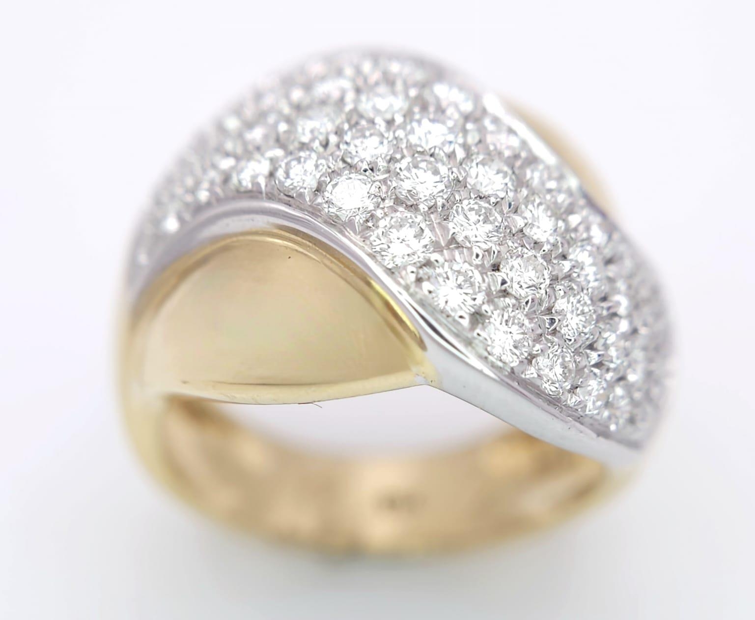 An 18K Yellow Gold Diamond Set Fancy Ring. 1.40ctw, Size N, 10.4g total weight. Ref: 2753