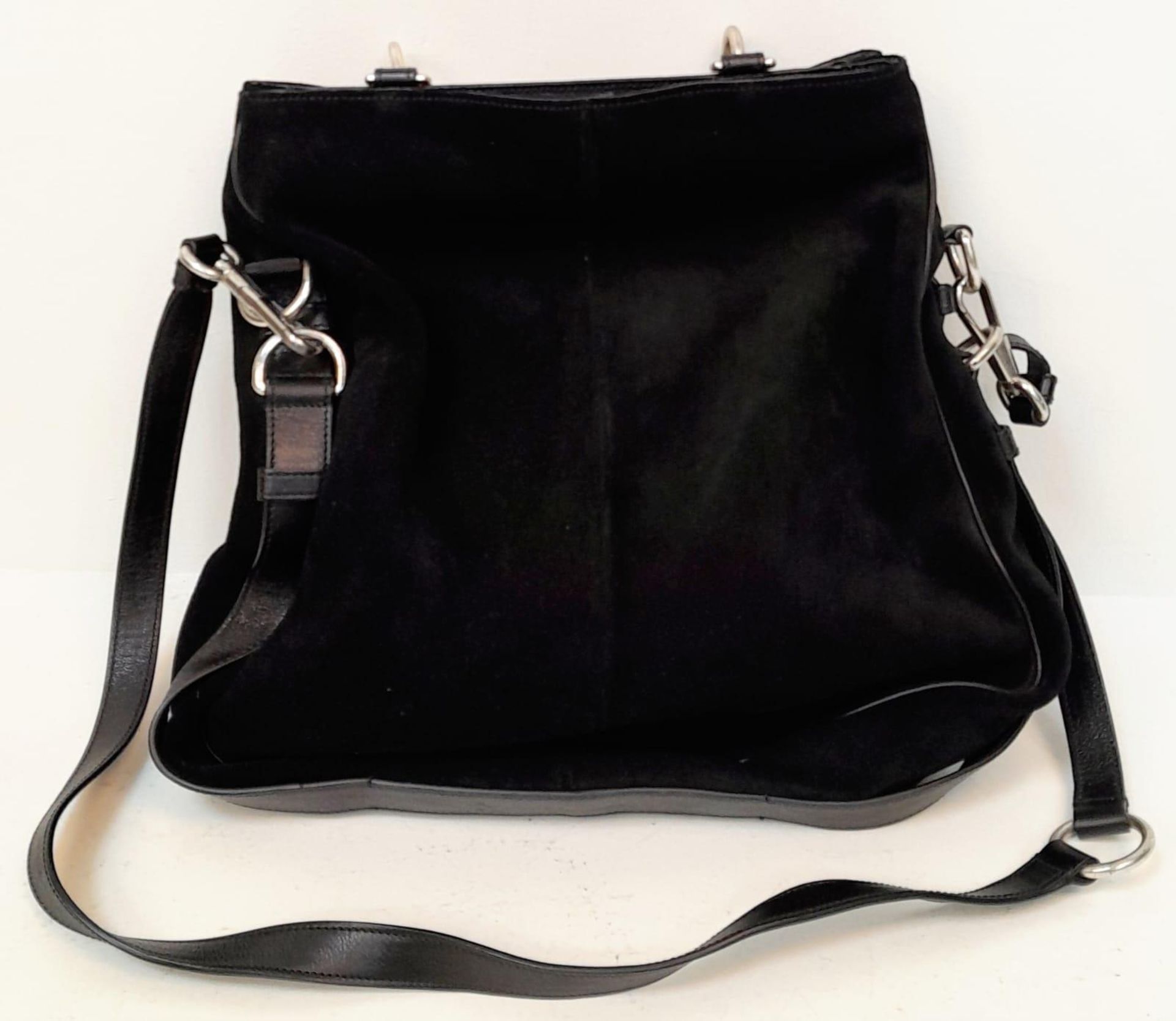 A Yves St Laurent by Tom Ford Black Mombasa Suede Hand/Shoulder Bag. Silver tone hardware. - Image 4 of 6