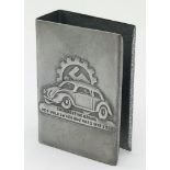 German WW2 Match Box Holder, advertising The Kdf Wagon (VW Beetle). Marked: Ger-Gesch. Profits