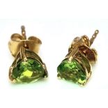 A Pair of Gold Plated 925 Silver and Peridot Stud Earrings.