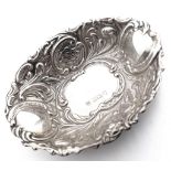 A Vintage Ornate Sterling Silver Small Dish - Birmingham hallmarks. 6.5cm. 14g