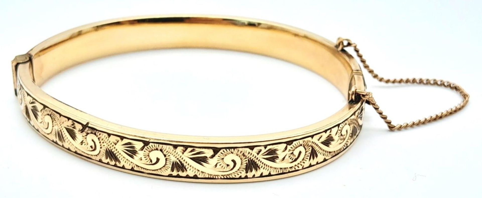 A Vintage 9K (1/5 gold plated) Decorative Bangle. 11.26g total weight. - Bild 5 aus 12