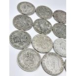 19 Pre 1947 British Silver Half Crown Coins. 265g total weight.