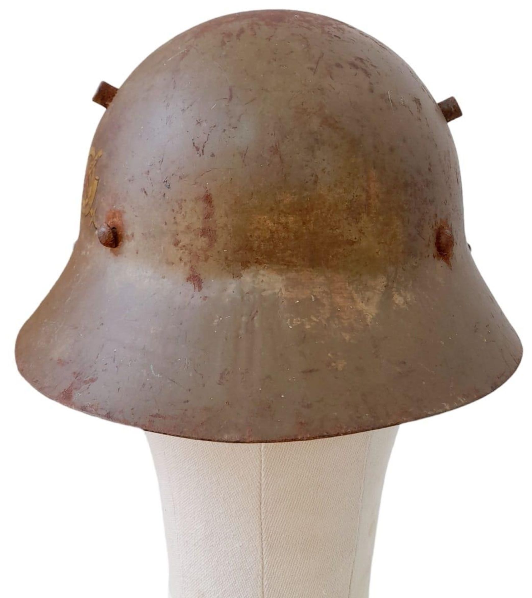 Spanish Civil War Czech M30 Helmet with insignia of Franco’s Fascist 46th Infantry Badge. No liner. - Image 2 of 5