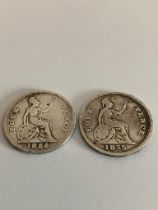 2 x Antique SILVER GROAT COINS. Consecutive years, 1854 and 1855. Condition fine and very fine.