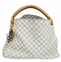 A Louis Vuitton Artsy Damier Azur Canvas Bag. Leather Exterior with Gold-tone Hardware, Short