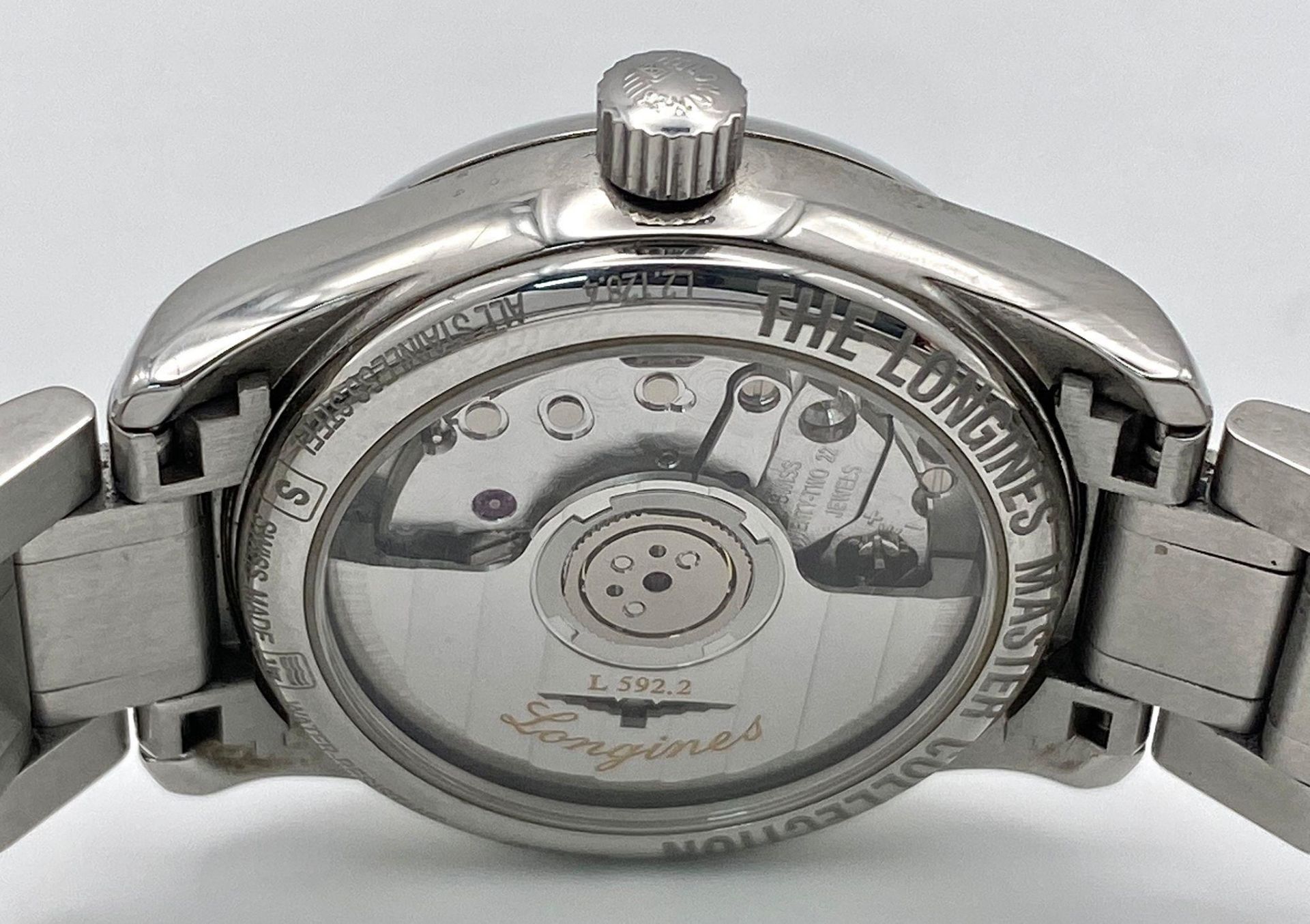A Longines Automatic Diamond Ladies Watch. Stainless steel bracelet and case - 26mm. Electric blue - Bild 11 aus 12