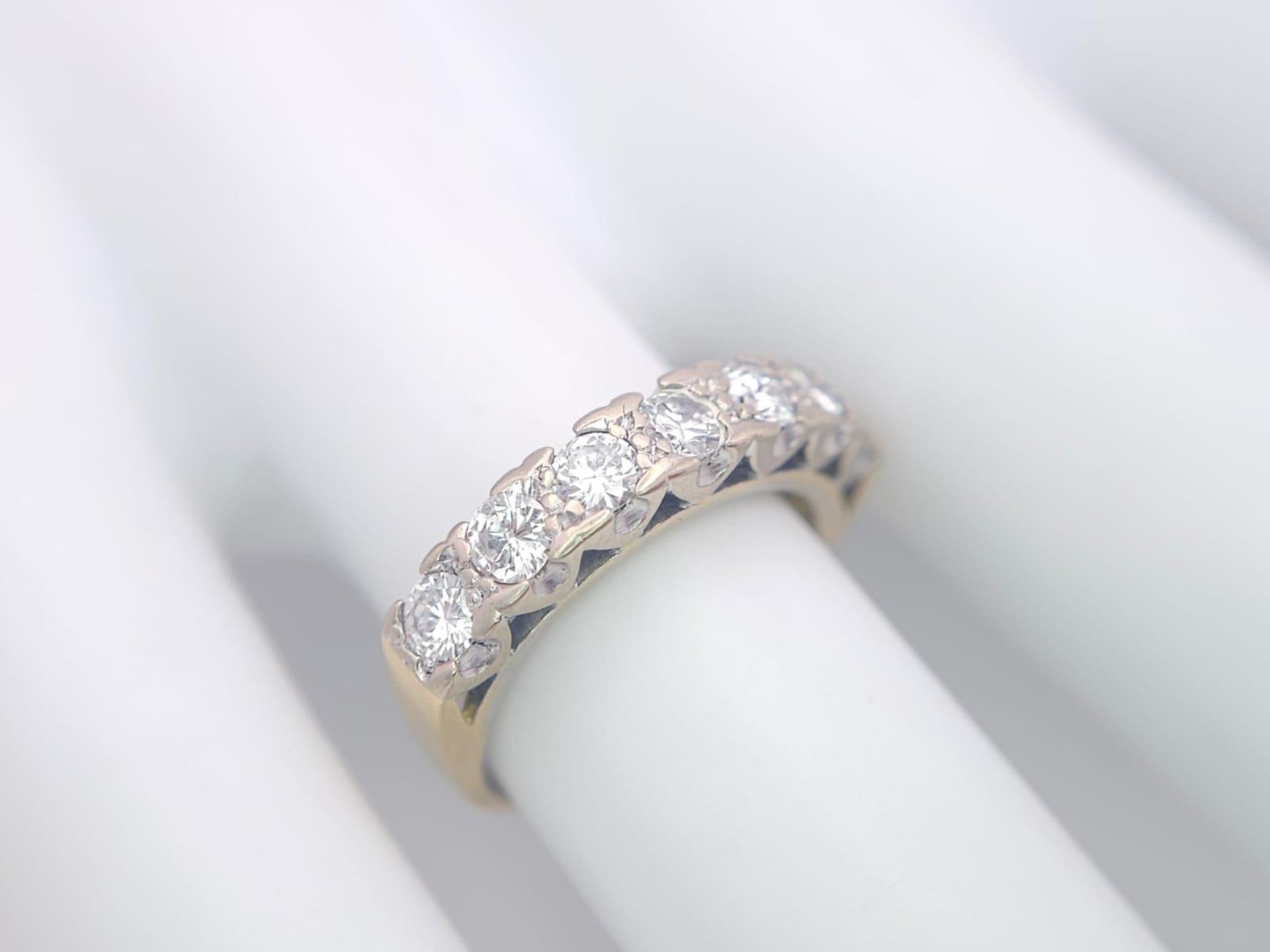 An 18K Yellow Gold Diamond Half Eternity Ring. 0.70ctw, Size J1/2, 3.6g total weight. Ref: 8451 - Image 7 of 7