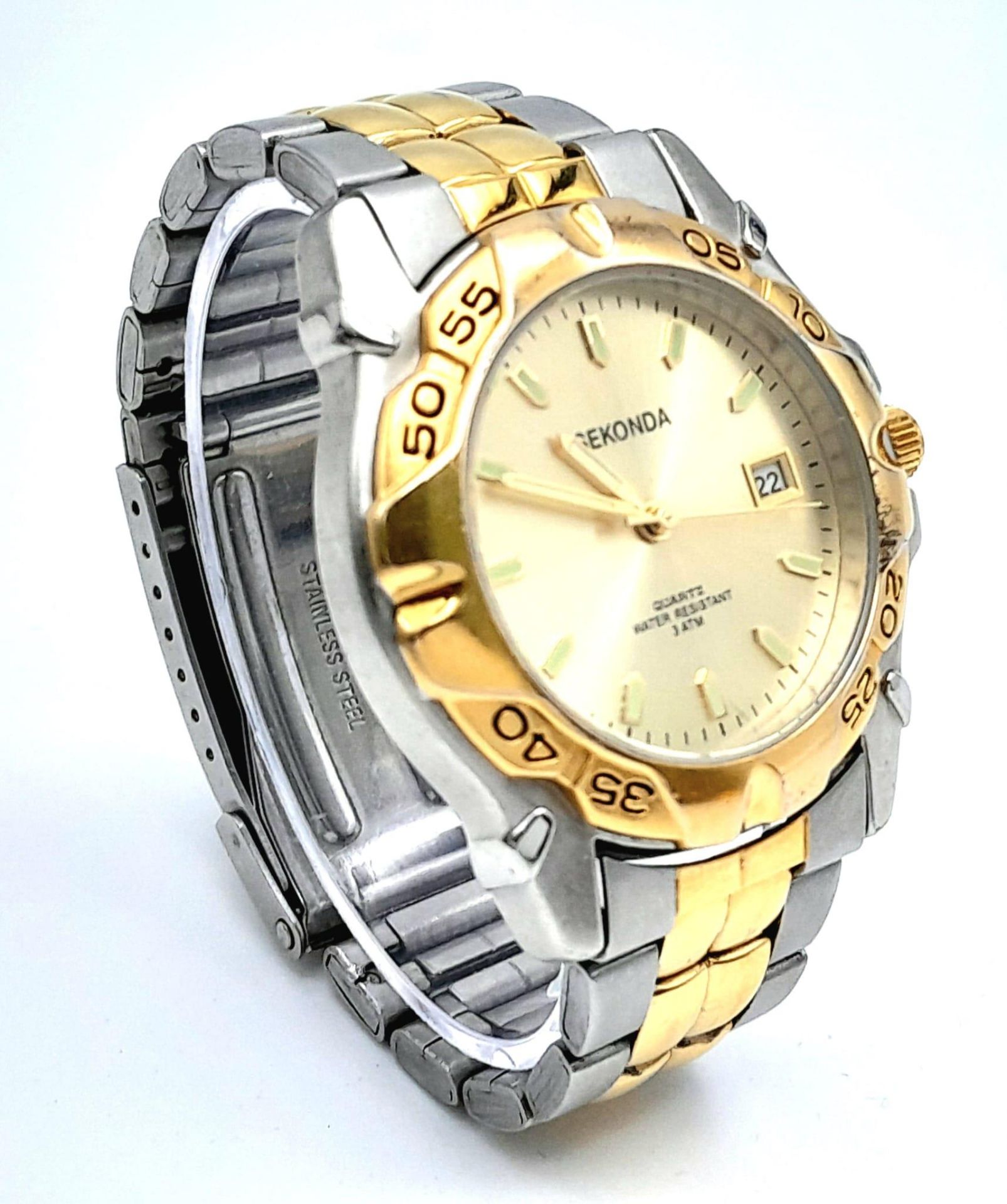 A Men’s Bi Metal Two Tone Watch by Sekonda 42mm Including Crown. New Battery Fitted April 2024. - Bild 5 aus 13