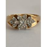 Beautiful 14 carat GOLD and DIAMOND CLUSTER RING. Having sparkling clear DIAMONDS set to top.