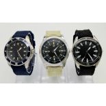A Parcel of Three Military designed Diver Homage Watches Comprising; 1) Australian Divers Watch (