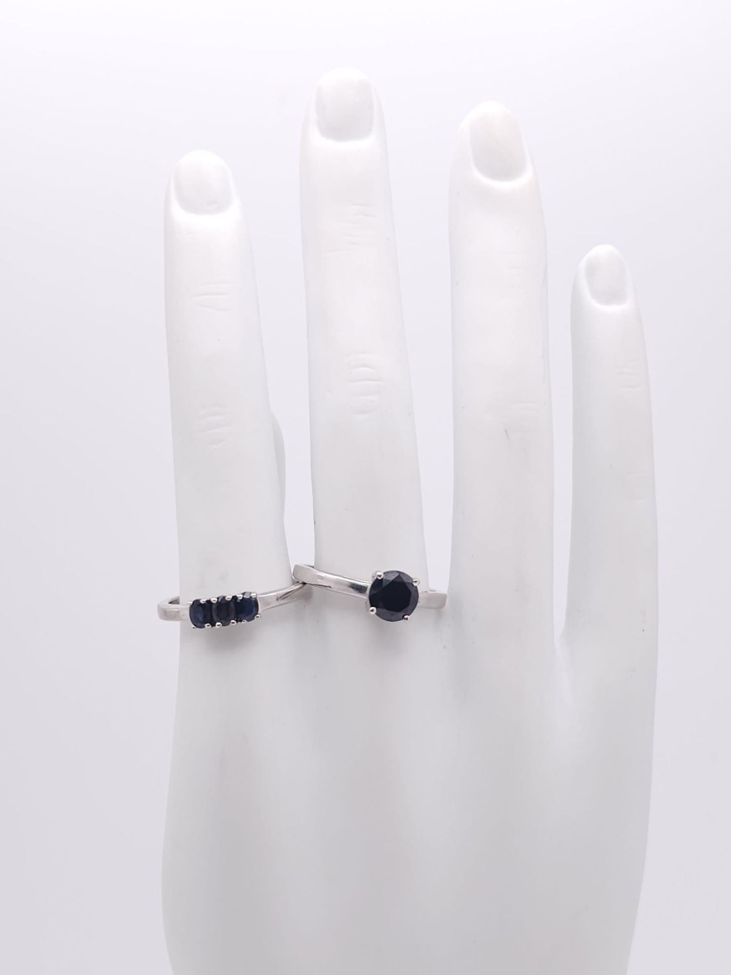 Two 925 Silver Sapphire Rings. Sizes R and T. - Image 7 of 7