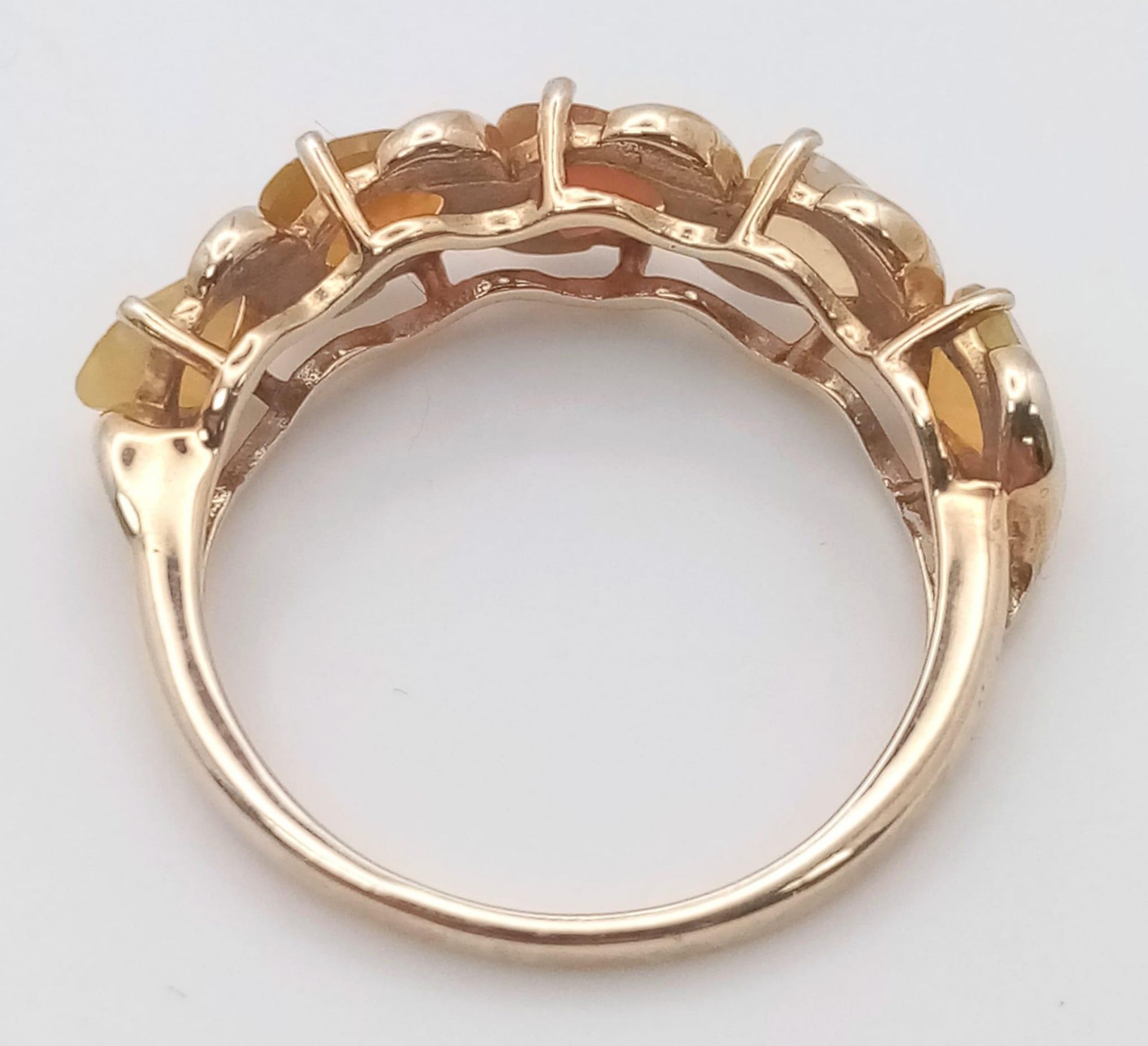 A VERY ATTRACTIVE 5 GEMSTONE RING IN 9K GOLD . 2.8gms size O - Image 3 of 4