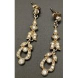 A Pair of Art Deco Style 925 Silver Drop Earrings. 4cm drop